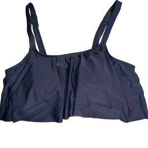 NWT Shapermit Ruffled Bikini Top Black White Size 2XL Adjustable Straps